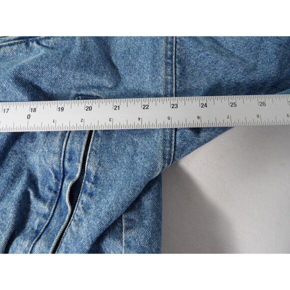 Vtg 90s Together Jean Jacket Sz Large Denim Eyelet Crochet Buttons READ - Picture 11 of 16